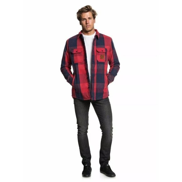 QuikSilver Men's Miho Stones GARNET SHERPA Long Sleeve Over Shirt Size M - Picture 9 of 16